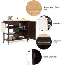 Load image into Gallery viewer, Giantex Kitchen Island Cart Rolling Serving Cart Wood Trolley-Brown
