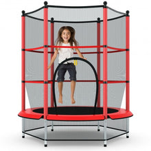 Load image into Gallery viewer, 55&quot; Youth Jumping Round Trampoline with Safety Pad Enclosure-Red
