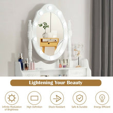 Load image into Gallery viewer, Makeup Vanity Dressing Table Set with Dimmable Bulbs Cushioned Stool-White
