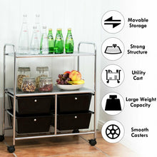 Load image into Gallery viewer, 4 Drawers Shelves Rolling Storage Cart Rack-Black
