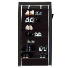 Load image into Gallery viewer, 10 Tier 27 Pair Space Saving Shoe Tower Rack with Fabric Cover-Black
