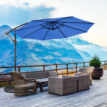 Load image into Gallery viewer, 10 Ft Patio Offset Hanging Umbrella with Easy Tilt Adjustment-Blue
