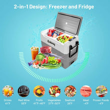 Load image into Gallery viewer, 58 Quarts Car Refrigerator Portable RV Freezer Dual Zone with Wheel-Gray
