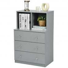 Load image into Gallery viewer, 3 Drawer Dresser with Cubbies Storage Chest for Bedroom Living Room-Gray
