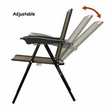 Load image into Gallery viewer, 2 Pcs Folding Sling Chairs with Steel Armrest and Adjustable Back for Patio
