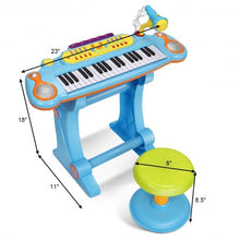 Load image into Gallery viewer, Kids Electronic 37 Key Toy Piano w/ Microphone &amp; Stool-Pink
