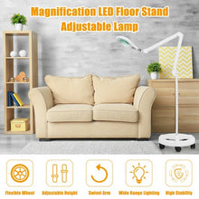 Load image into Gallery viewer, 2-in-1 LED Magnifying Glass Floor Lamp with Rolling Wheel-White
