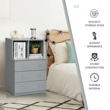 Load image into Gallery viewer, 3 Drawer Dresser with Cubbies Storage Chest for Bedroom Living Room-Gray

