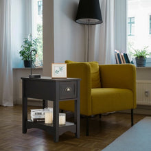 Load image into Gallery viewer, Contemporary Chair Side End Table Compact Table with Drawer Nightstand-Coffee
