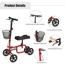 Load image into Gallery viewer, Foldable Knee Walker W/ Basket and Dual Brakes-Red
