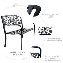 Load image into Gallery viewer, 50&quot; Patio Park Steel Frame Cast Iron Backrest Bench Porch Chair

