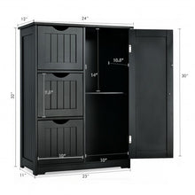 Load image into Gallery viewer, Bathroom Floor Cabinet Side Storage Cabinet with 3 Drawers and 1 Cupboard-Black
