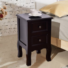Load image into Gallery viewer, Wood Accent End Nightstand w/ 2 Storage Drawers-Black
