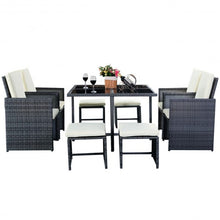 Load image into Gallery viewer, 9 pcs Cushioned Dining Table Rattan Furniture Set
