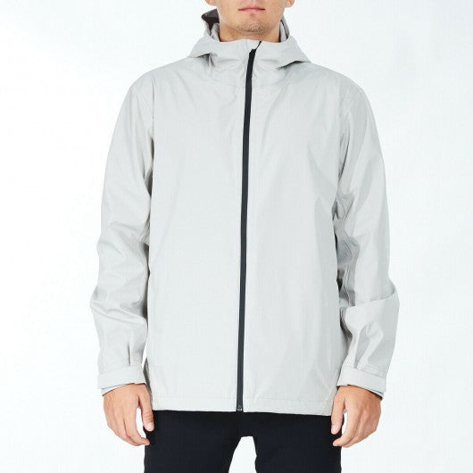 Men's Waterproof Rain Windproof Hooded Raincoat Jacket-Gray-M