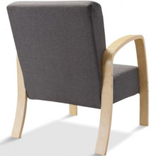 Load image into Gallery viewer, Mid Century Fabric Upholstered Wood Lounge Arm chair
