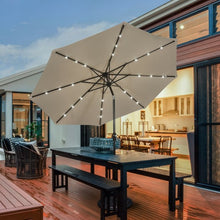 Load image into Gallery viewer, 10&#39; Solar LED Lighted Patio Market Umbrella Shade Tilt Adjustment Crank-Tan
