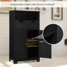 Load image into Gallery viewer, Bathroom Wooden Side Cabinet  with 2 Drawers and 2 Doors-Black
