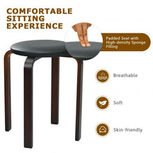 Load image into Gallery viewer, Set of 4 Bentwood Round Stool Stackable Dining Chair with Padded Seat  -Black
