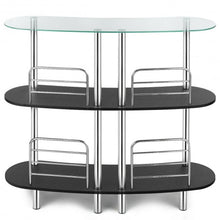 Load image into Gallery viewer, 3-tier Bar Cabinets Table with Tempered GlassTop
