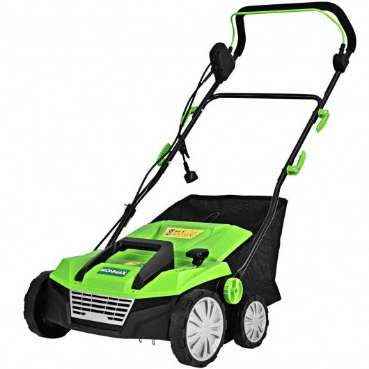 13Amp Corded Scarifier 15” Electric Lawn Dethatcher-Green
