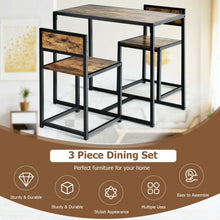 Load image into Gallery viewer, 3 Pcs Dining Set Compact Table and 2 Chair w/Metal Frame for for Small Space-CF
