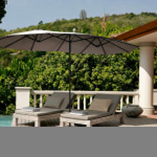 Load image into Gallery viewer, 15&#39; Twin Patio Umbrella Double-Sided Outdoor Market Umbrella without Base -Tan
