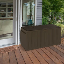 Load image into Gallery viewer, 80 Gallon Plastic Deck Storage Box Tool Box Patio Storage Container-Brown
