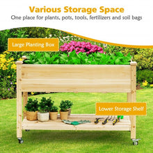 Load image into Gallery viewer, Wood Elevated Planter Bed with Lockable Wheels Shelf and Liner
