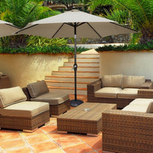 Load image into Gallery viewer, 9&#39; Solar LED Lighted Patio Market Umbrella Tilt Adjustment Crank Lift -Tan
