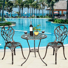 Load image into Gallery viewer, 3 pcs Cast Aluminum Outdoor Table and Chair Set
