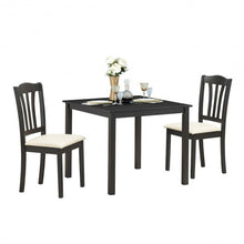 Load image into Gallery viewer, 3 Pieces Dining Set Square Table with 2 Padded Wooden Chairs
