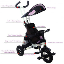 Load image into Gallery viewer, 4-in-1 Detachable Learning Baby Tricycle Stroller w/ Canopy Bag-Blue
