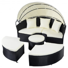 Load image into Gallery viewer, 2-in-1 Outdoor Patio Rattan Round Retractable Canopy Daybed
