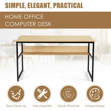 Load image into Gallery viewer, 55&quot; Computer Desk Writing Table Workstation Home Office with Bookshelf-Natural
