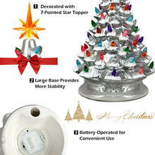 Load image into Gallery viewer, 15&quot; Pre-Lit Hand-Painted Ceramic Christmas Tree-Silver
