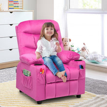 Load image into Gallery viewer, Adjustable Lounge Chair with Footrest and Side Pockets for Children-Pink
