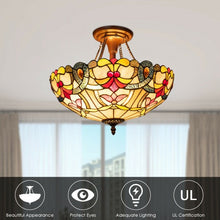 Load image into Gallery viewer, Tiffany-Style 2-Light Ceiling Lamp with 16&quot; Shade
