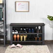 Load image into Gallery viewer, 3-Tier Shoe Rack Industrial Shoe Bench with Storage Shelves-Black
