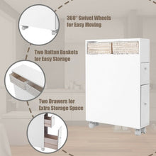 Load image into Gallery viewer, White Wooden Storage Cabinet Organizer with 4 Casters
