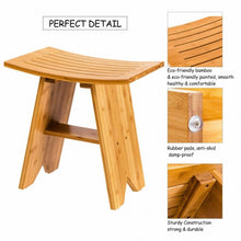 Load image into Gallery viewer, 18&quot; Bamboo Shower Stool Bench with Shelf
