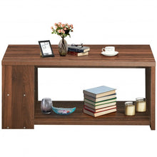 Load image into Gallery viewer, Coffee Table Sofa Side Table with Storage Shelves -Walnut
