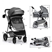 Load image into Gallery viewer, 2 in 1 High Landscape Convertible Reversible Bassinet Pram-Dark Gray
