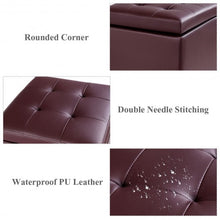 Load image into Gallery viewer, Square Hinge Top Storage Box Ottoman-Brown
