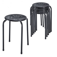Load image into Gallery viewer, Set of 6 Stackable Backless Round Metal Stool Set-Black

