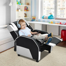 Load image into Gallery viewer, Kids Youth PU Leather Gaming Sofa Recliner with Headrest and Footrest-White
