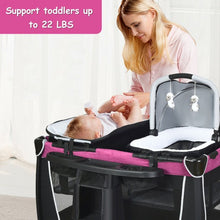 Load image into Gallery viewer, 4 in 1 Convertible Portable Baby Playard w/ Toys &amp; Music Center-Rose
