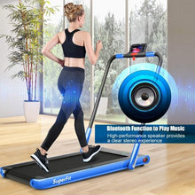 Load image into Gallery viewer, 2-in-1 Folding Treadmill with RC Bluetooth Speaker LED Display-Blue
