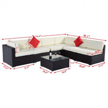Load image into Gallery viewer, 7 pcs Rattan Cushioned Sofa and Table Set
