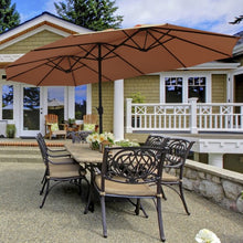 Load image into Gallery viewer, 15 Foot Extra Large Patio Double Sided Umbrella with Crank and Base-Tan
